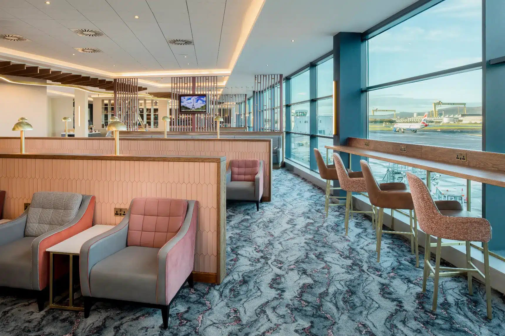 DV8 DESIGNS AWARD WINNING INTERIOR DESIGN COMMERCIAL INTERIOR DESIGNERS HOSPITALITY INTERIOR DESIGNERS LEE BIRCHALL INTERIOR DESIGN SPEAKER INTERIOR DESIGN CONSULTANT WARRINGTON INTERIOR DESIGNER CHESHIRE INTERIOR DESIGNERS NORTHWEST INTERIOR DESIGNERS UK INTERIOR DESIGNERS TRANSFORMING PLACES ENHANCING SPACES ASPIRE AIRPORT LOUNGE BELFAST